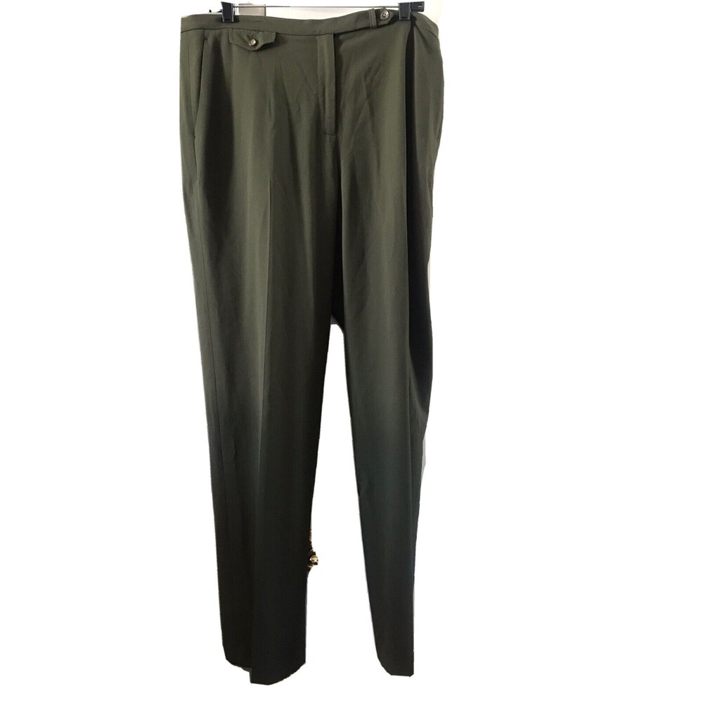 EUC Sharp Lauren Ralph Lauren Fern Green Wool Dress Career Pants Sz 16 US made